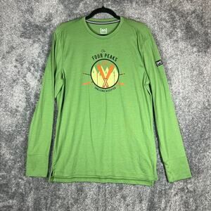 super.natural Shirt Mens Large Green Technical Performance Wool Base Layer Blend